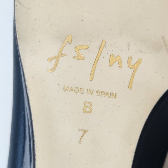 Fs/ny French Sole NY Navy Scalloped Leather Wedge Shoes Cute Ballet Casual - Picture 7 of 14